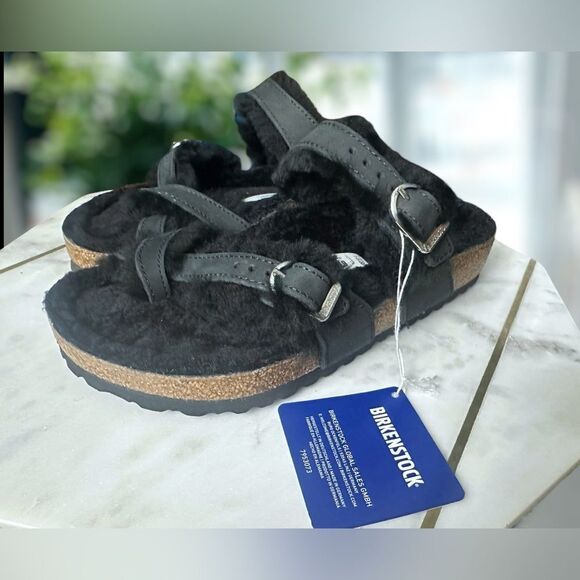 Birkenstock Mayari Shearling Oiled Leather Sandals Size 38 - Picture 5 of 16